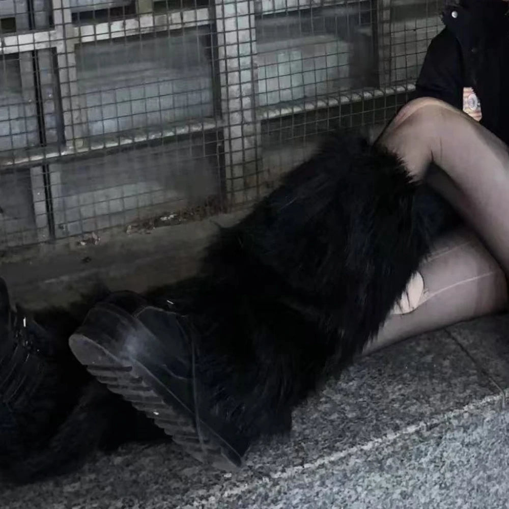 Vinter Faux Fur Benvärmare Stövlar Täcke