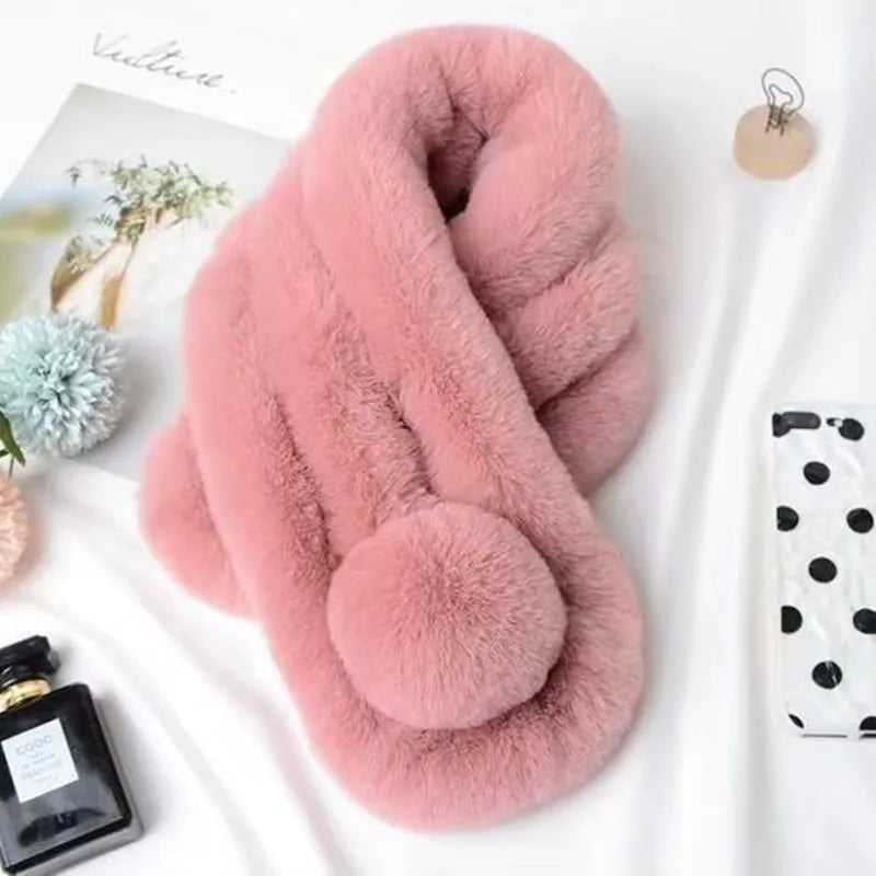 Plush Faux Fur Vinterhalsduk