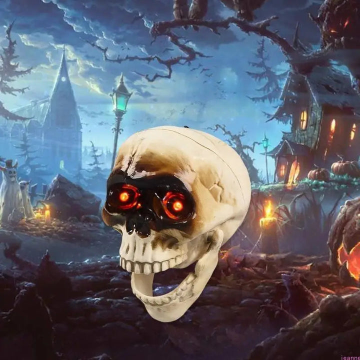 Animerat Halloween-skeletthuvud med blinkande ögon