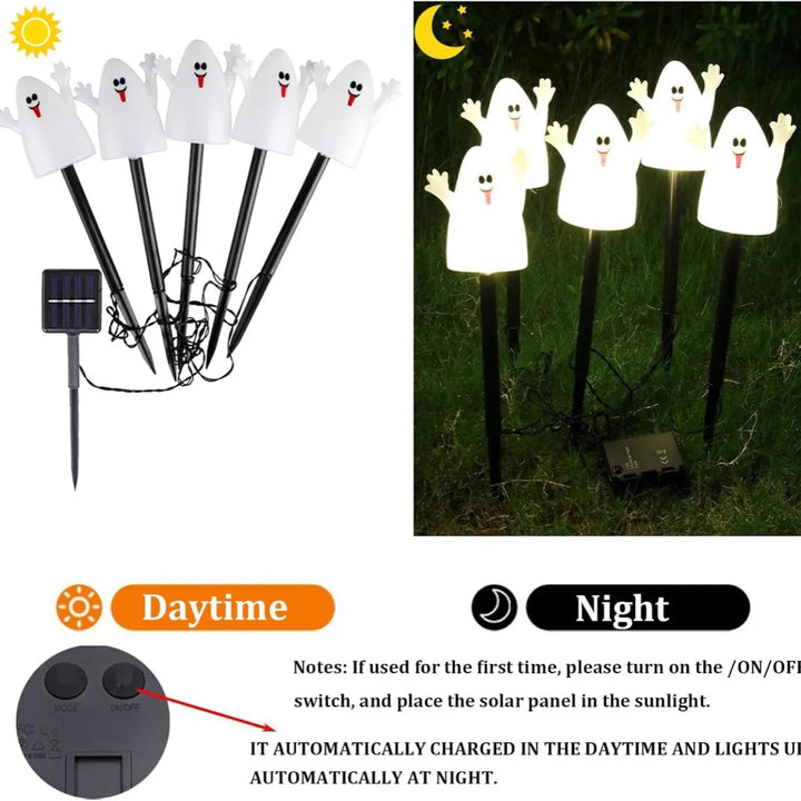 Upplyst Halloween Pumpa och Spöke Soldekorset