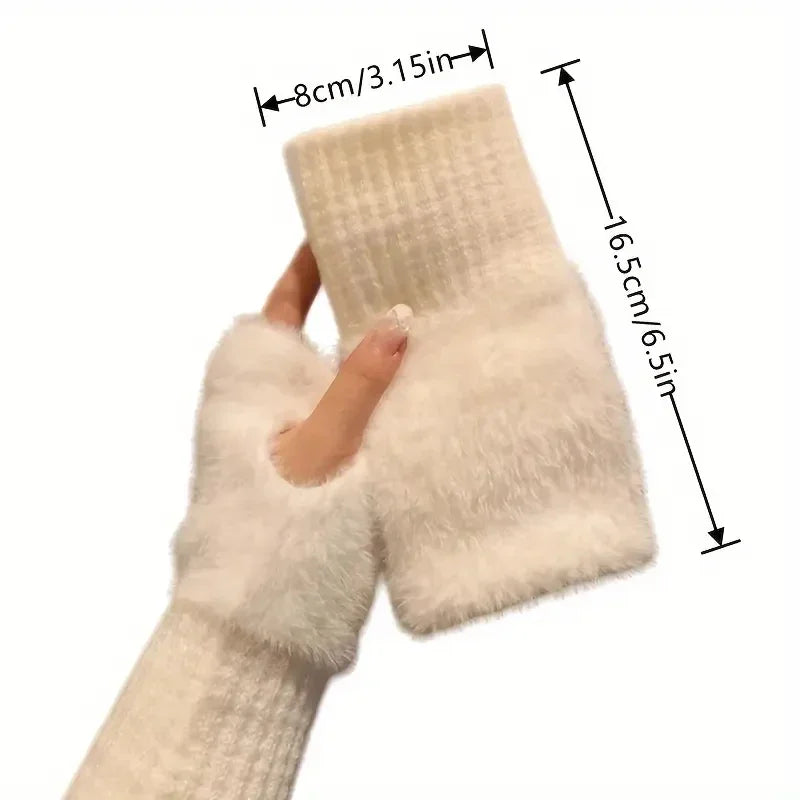 Plush Cozy Fingervantar för Damer