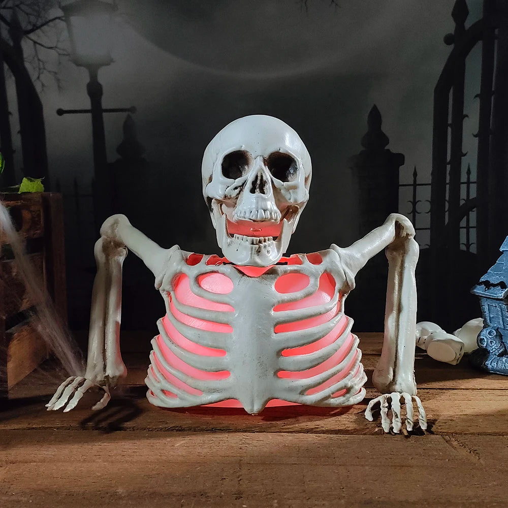 Glödande Skelett Huvud Halloween Dekoration