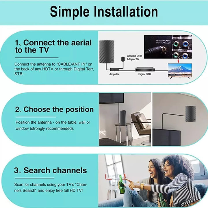Lång räckvidd inomhus HDTV 4K digital antenn 600 miles