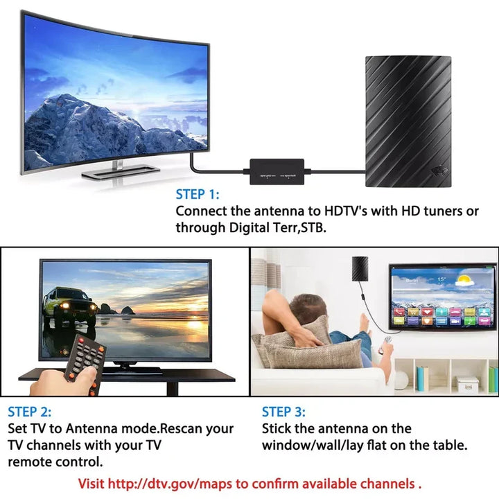 Lång räckvidd inomhus HDTV 4K digital antenn 600 miles