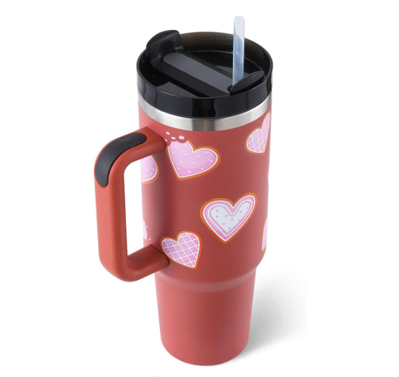 Termosmugg 1200 ml med handtag och sugrör, rostfritt stål, läckagesäker