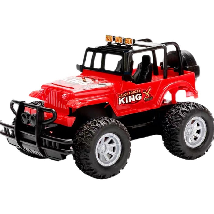 Bravik Radiostyrd jeep med strålkastare och grova däck