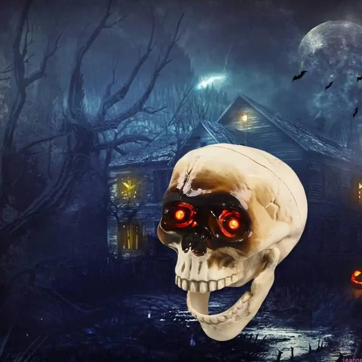 Animerat Halloween-skeletthuvud med blinkande ögon
