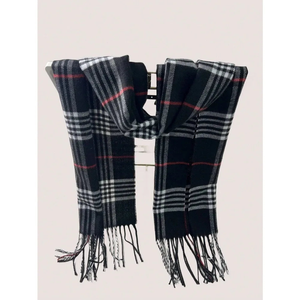 Rutig Cashmere Känsla Vinter Halsduk och Nackvärmare