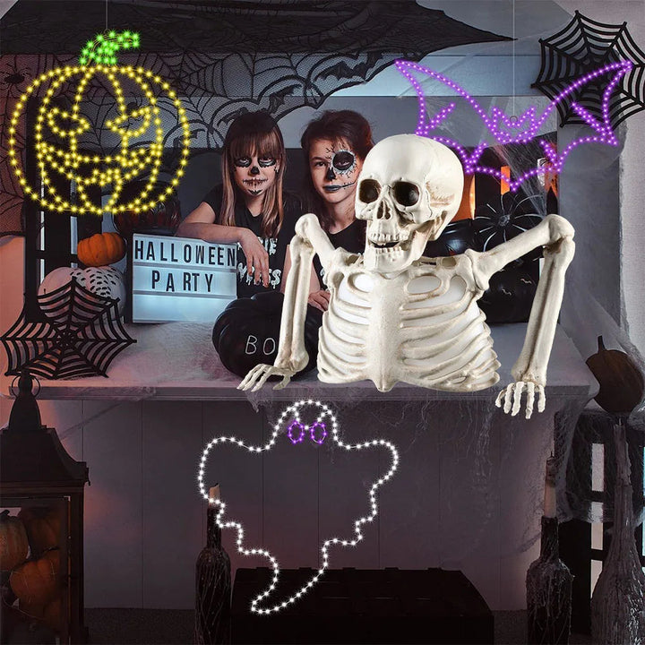 Glödande Skelett Huvud Halloween Dekoration