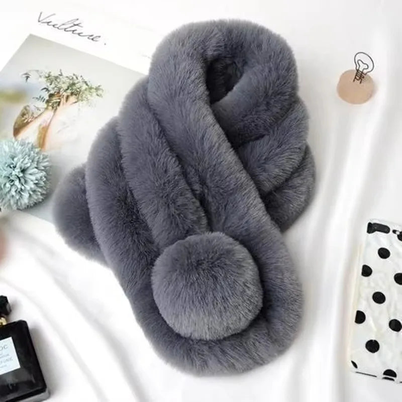 Plush Faux Fur Vinterhalsduk