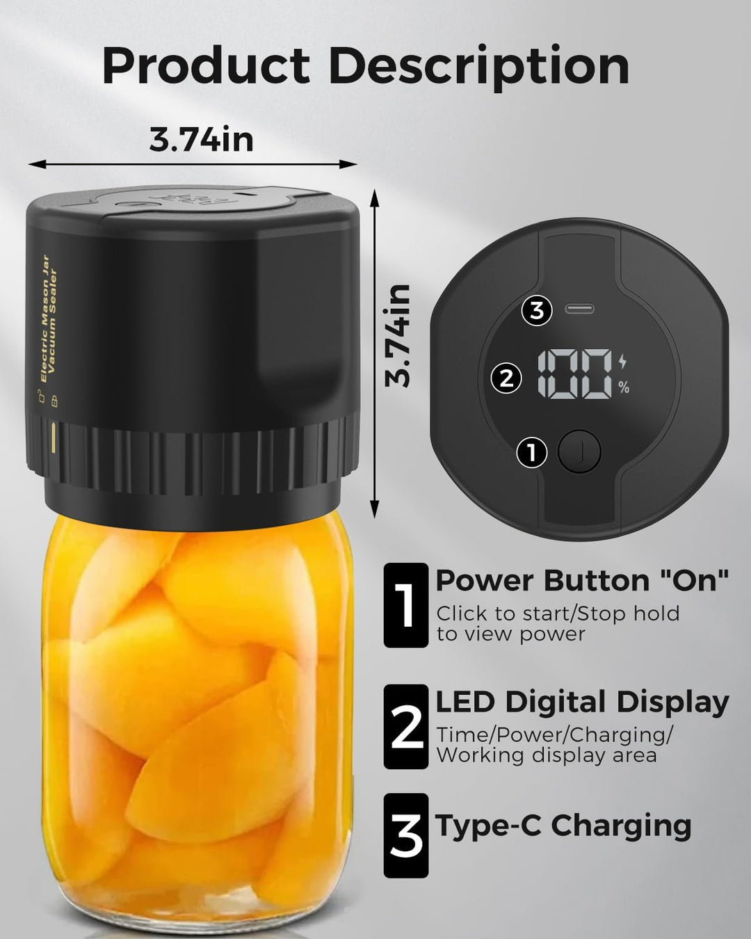 Mason Jar Elektrisk Vakuum Förslutare Kit