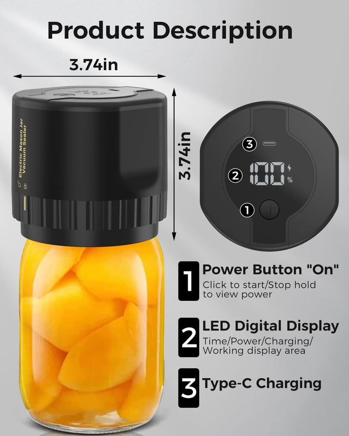 Mason Jar Elektrisk Vakuum Förslutare Kit
