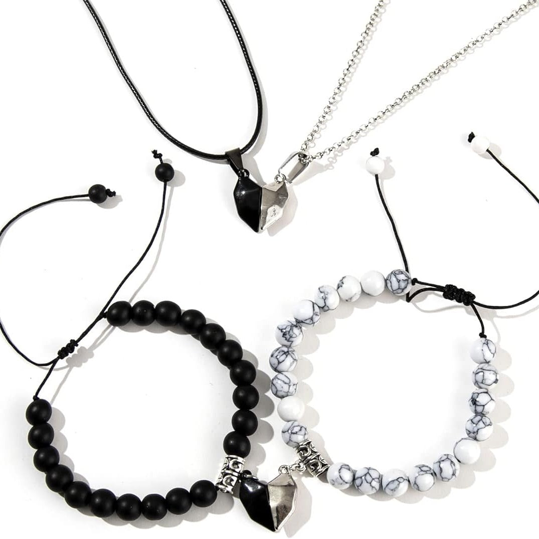 Valentins magnetiska hjärtan parhalsband och armband presentset