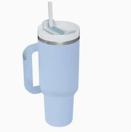 Termosmugg 1200 ml med handtag och sugrör, rostfritt stål, läckagesäker