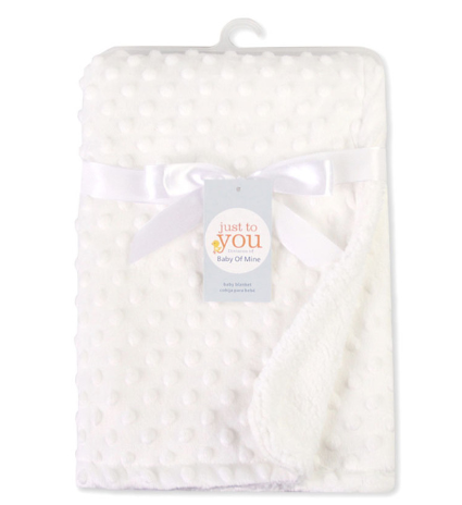 Bravik Babyfilt i dubbelt lager med prickar och fleece, 102 x 76 cm
