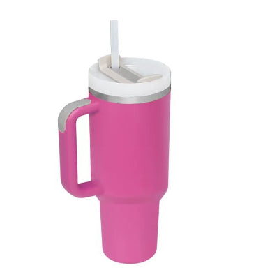 Termosmugg 1200 ml med handtag och sugrör, rostfritt stål, läckagesäker