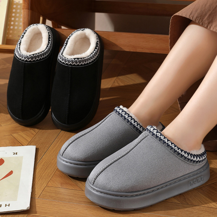 Fuzzy Insole Plattform Tofflor Vinter Slip-On Fuskpäls Skor