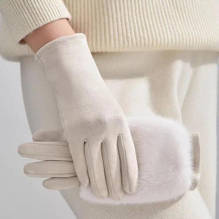 Suedekaninpäls Touch Screen Vinterhandskar