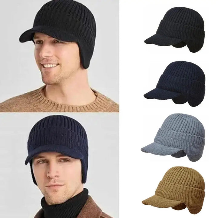Herr Stickad Öronskydd Vintermössa