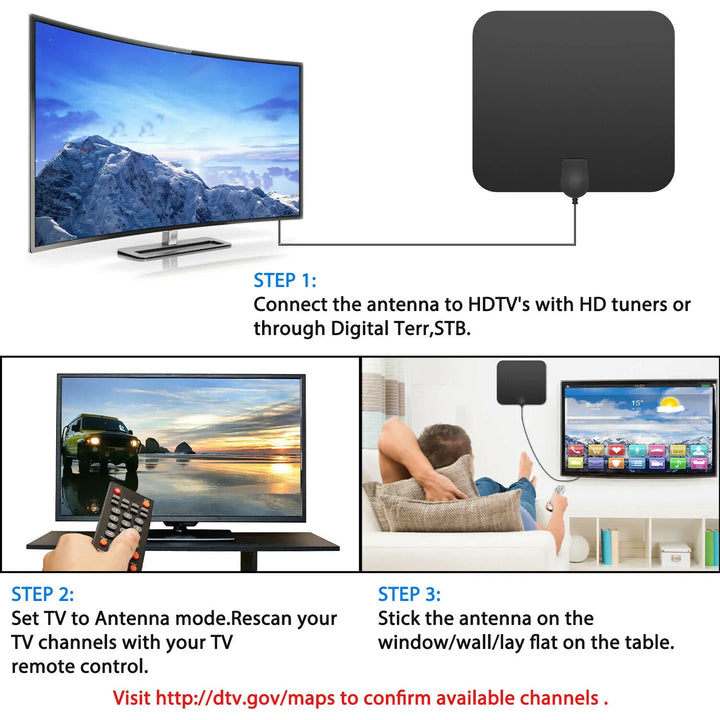 300 Miles Inomhus Digital Förstärkt HDTV Antenn Med Signal Förstärkare