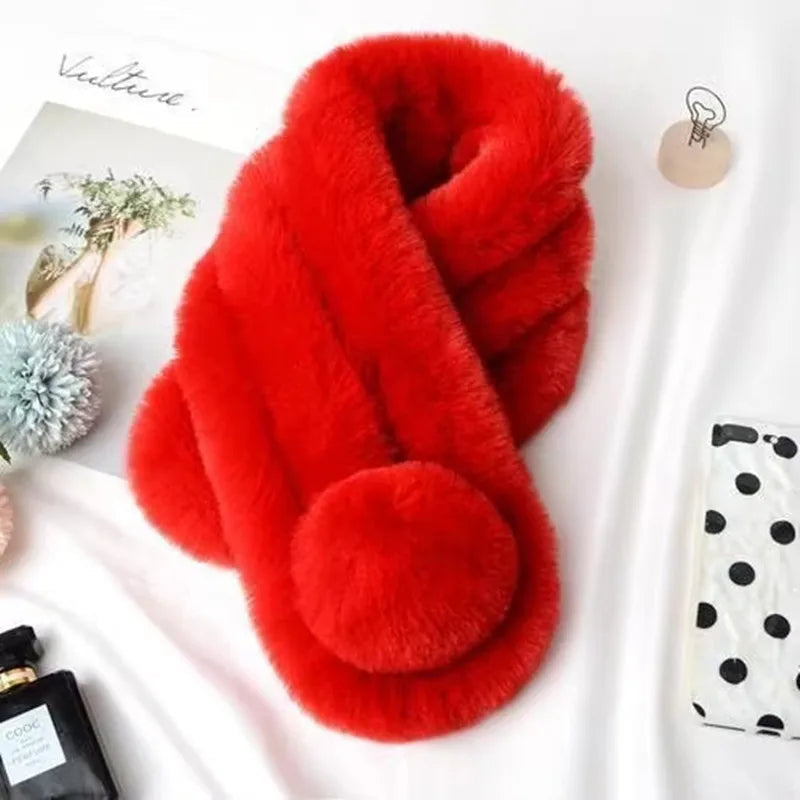 Plush Faux Fur Vinterhalsduk