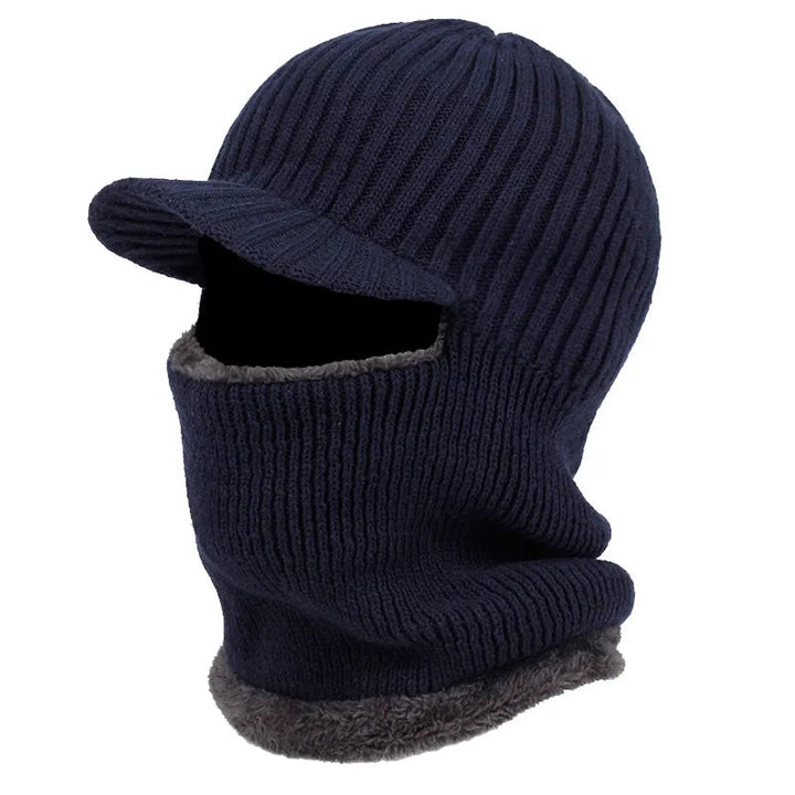 Stickad Beanie Balaclava med Visir