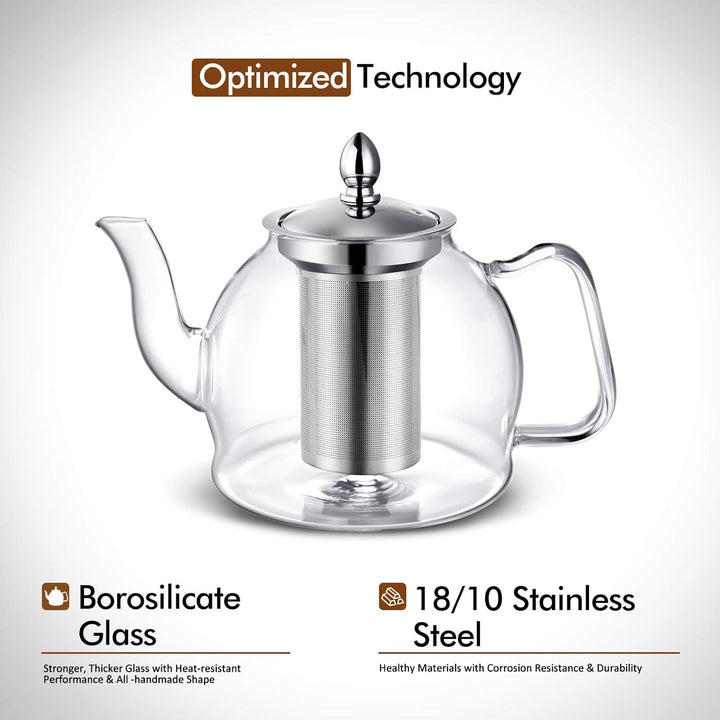 Blommande Och Löst Te 1000ml Glas Teapot Med Avtagbar Infuser