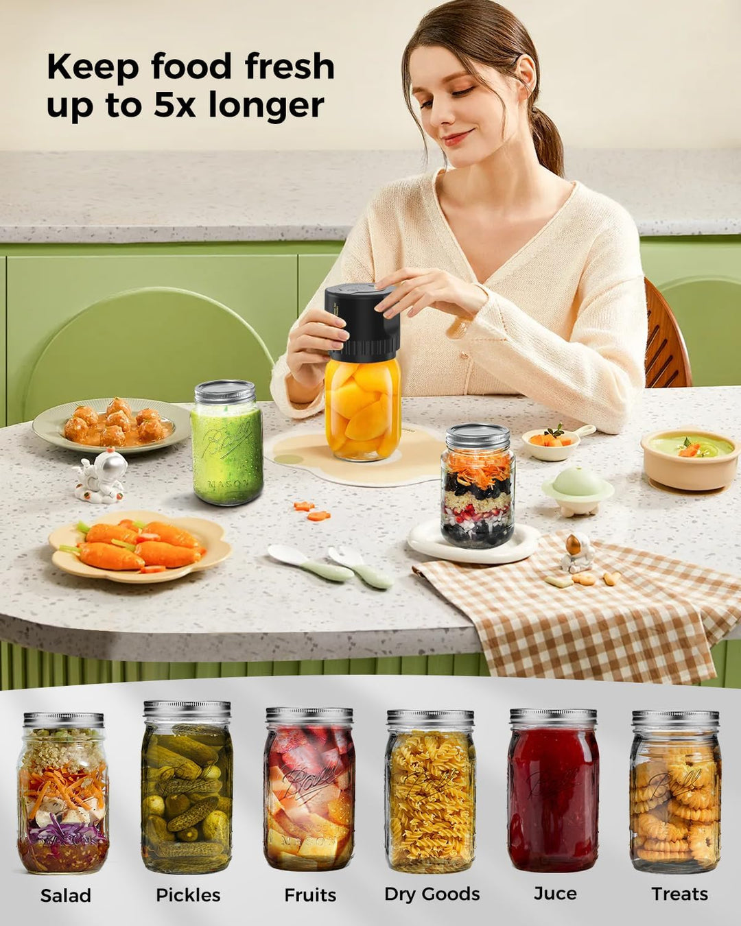 Mason Jar Elektrisk Vakuum Förslutare Kit
