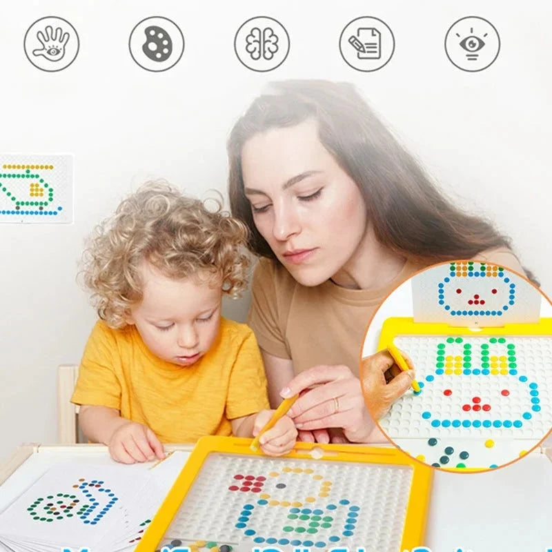 Stort Magnetiskt Ritblock för Barn Montessori Magnetiska Prickar Tavla