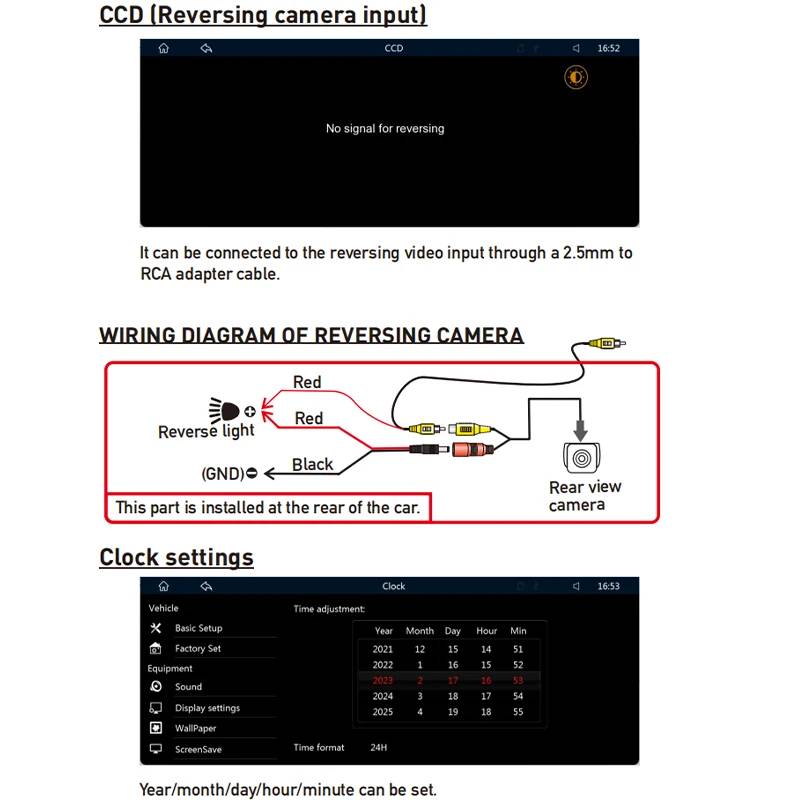 Bilstereo med pekskärm, Bluetooth och backkamera