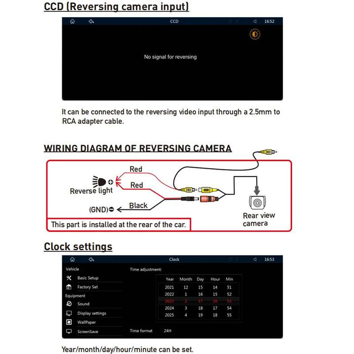 Bilstereo med pekskärm, Bluetooth och backkamera