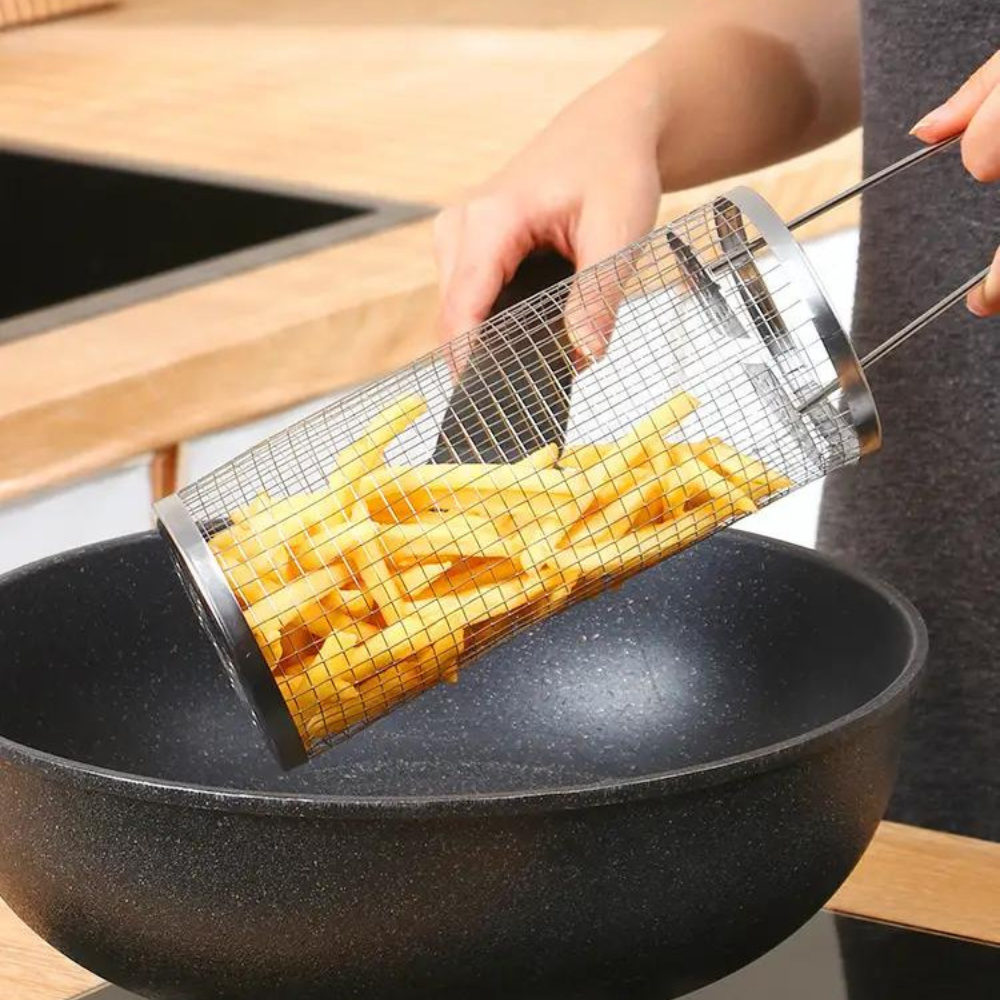 Rostfritt Stål Rund Grillkorg BBQ