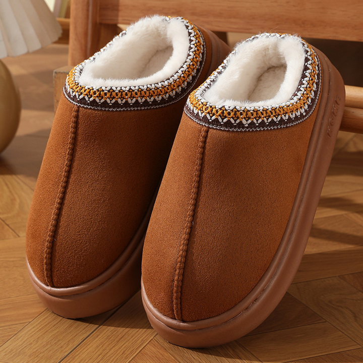 Fuzzy Insole Plattform Tofflor Vinter Slip-On Fuskpäls Skor
