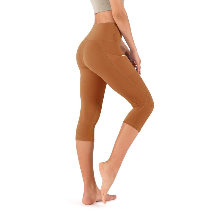 Damer Capri Bomullsbyxor Leggings med Fickor