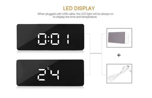 Digital väckarklocka Smart Spegel Skrivbord Nattlampa