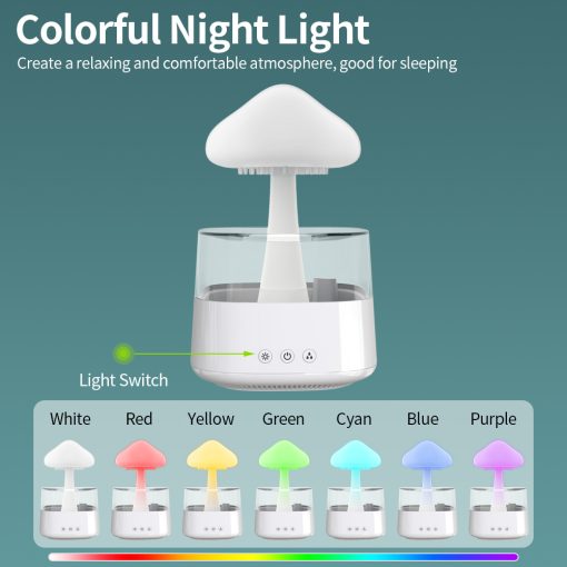 2-i-1 Skrivbordslampa Luftfuktare Regnmoln Aromaterapi Eterisk Olja Zen Diffuser &amp; Regnande Moln Nattlampa Svamp Lampa