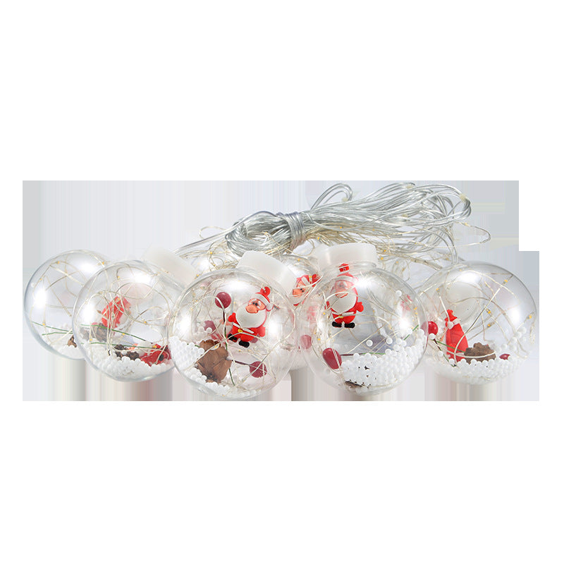 Ljusgardin med LED och tomte, 8 funktioner