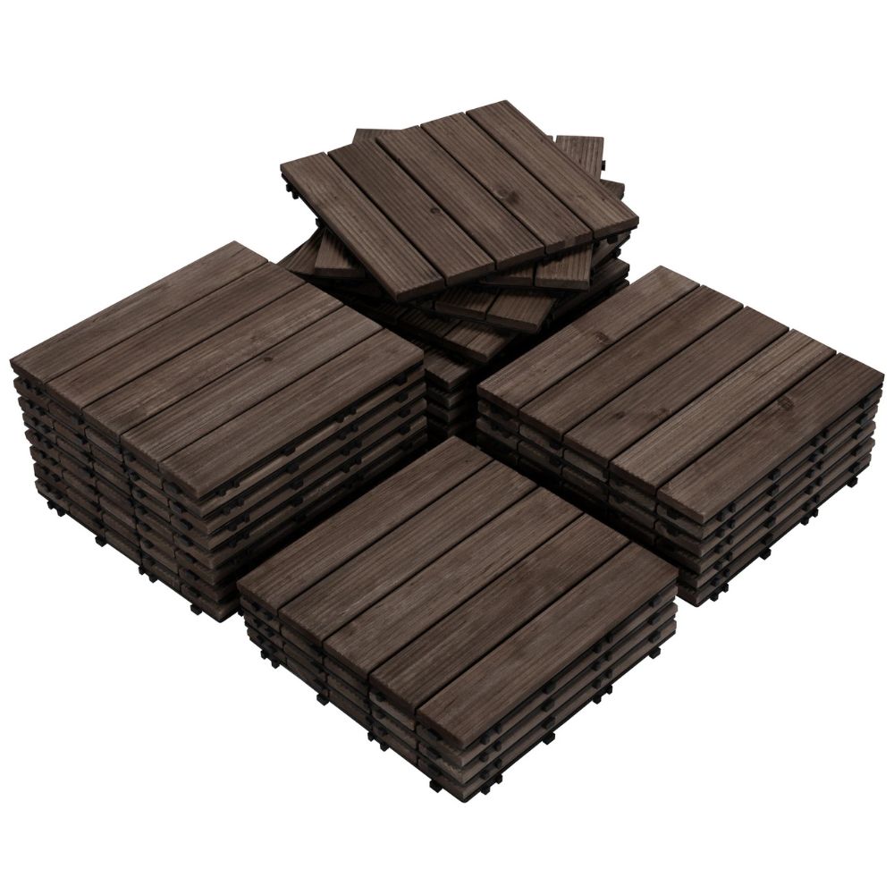 Sammanlänkande Utomhus Terrass Träplattor 27Pcs