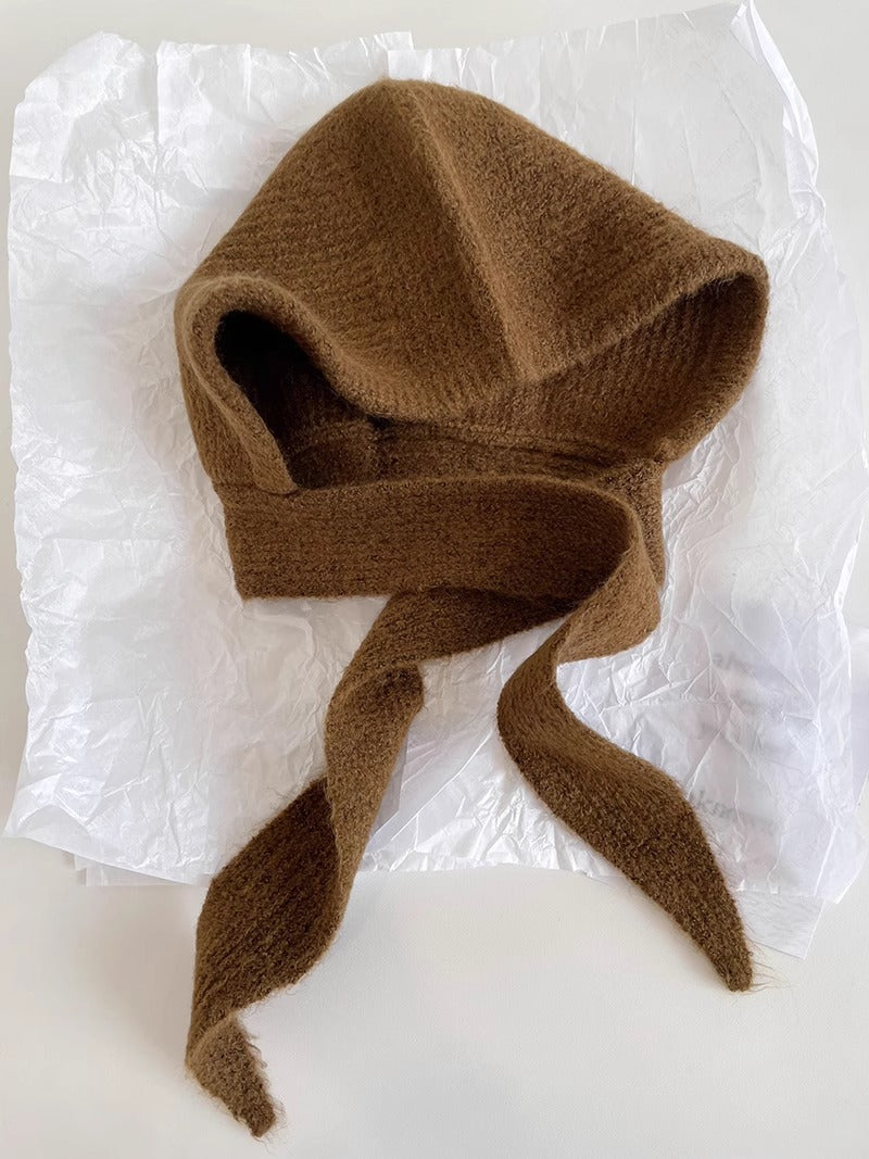 Retro balaklava i ullblandning med öronskydd för dam