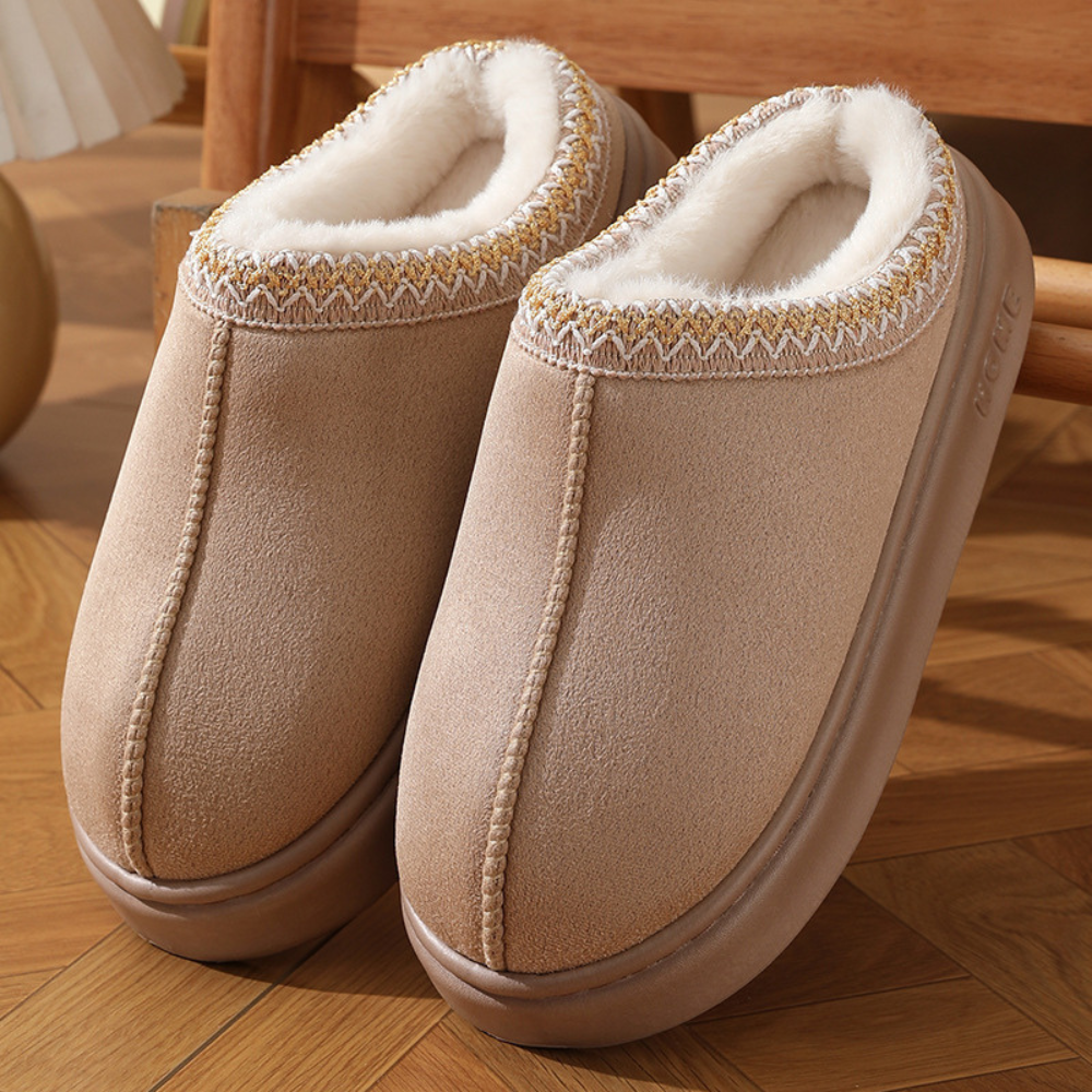 Fuzzy Insole Plattform Tofflor Vinter Slip-On Fuskpäls Skor