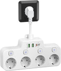 Väggmonterad Grenuttag Med Oberoende Strömbrytare - 2 USB A Och 1 USB C
