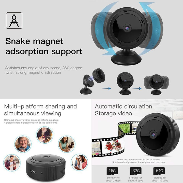 Mini WiFi Kamera 1080P HD IR Nattseende Hemsäkerhetskamera Babyövervakning