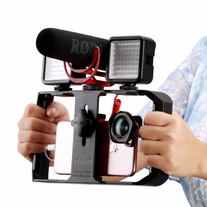 Smartphone Video Rig Stabilizer Med Ljus