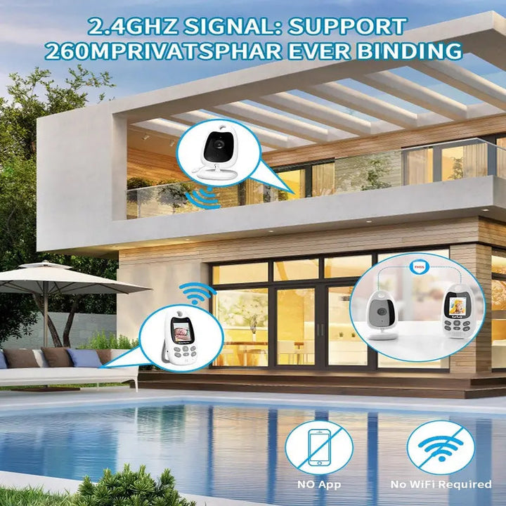 Trådlös Video- &amp; Ljudbabymonitor med Nattseende och Tvåvägskommunikation