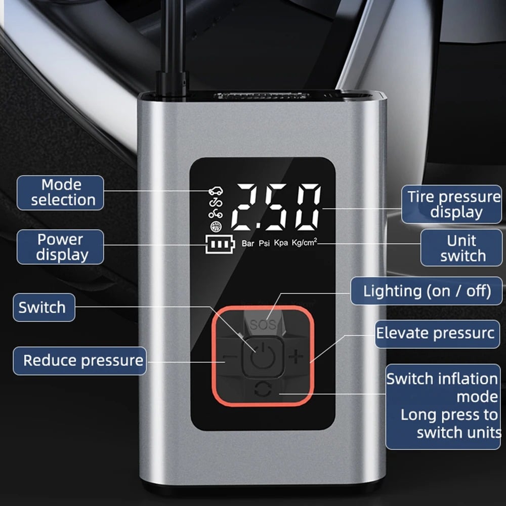 Smart Bärbar Elektrisk Däckpump