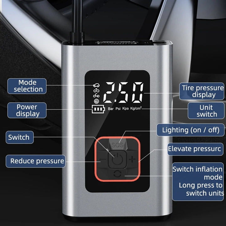 Smart Bärbar Elektrisk Däckpump