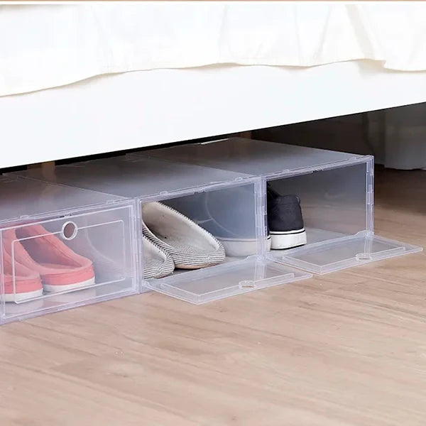 6 delar Klar Skobox Stapelbar Plastorganisatör