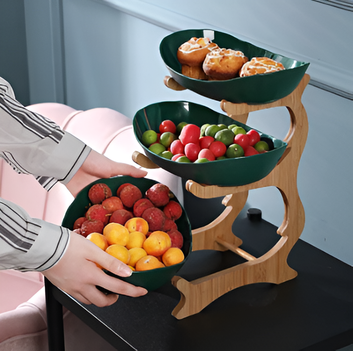Flerlagrad träfruktskål