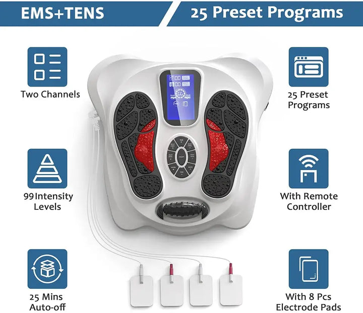 Multifunktionell TENS &amp; EMS Infraröd Fotmassagerare