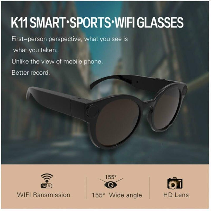 Cykling Glasögon WiFi Mini Kamera HD 1080P DVR Video Ljudinspelningsenhet